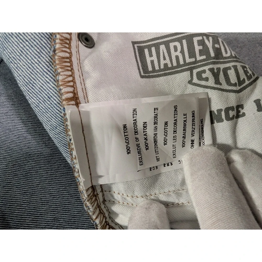 Harley-Davidson Straight Leg Jeans Men's 36x36 Light Wash Denim Biker